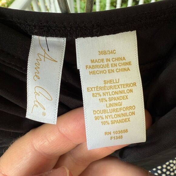 Anne Cole Twist Front Underwire Tankini Swim Top.  Black Size 36B/34C. - Picture 3 of 4